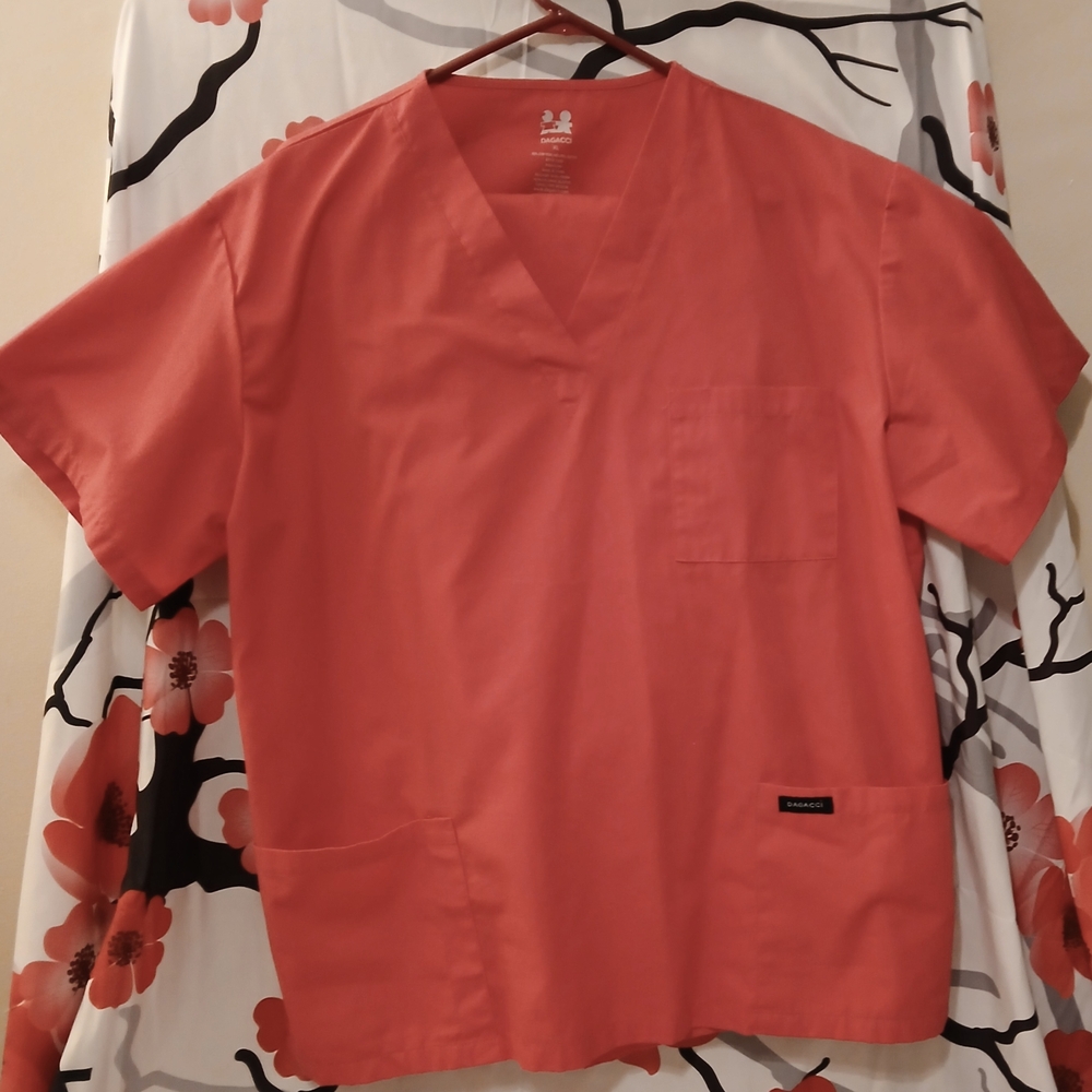 Bright pink Fluorescent V-Neck Scrub Set.
